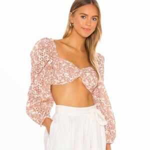 Bardot Paisley Embroidered Eyelet Crop Top Blouse size xs